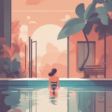 a woman swimming in th epool