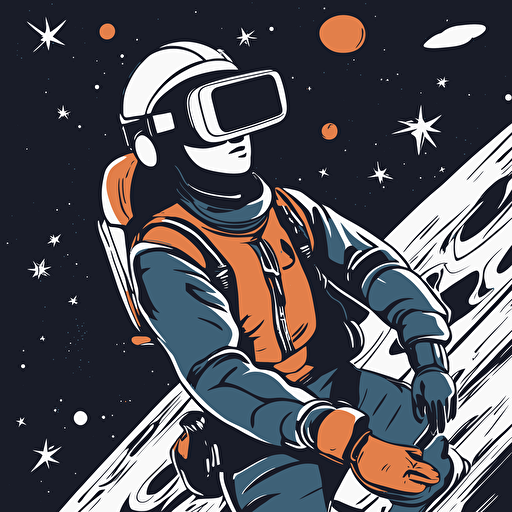 a person with vr headset floating in space