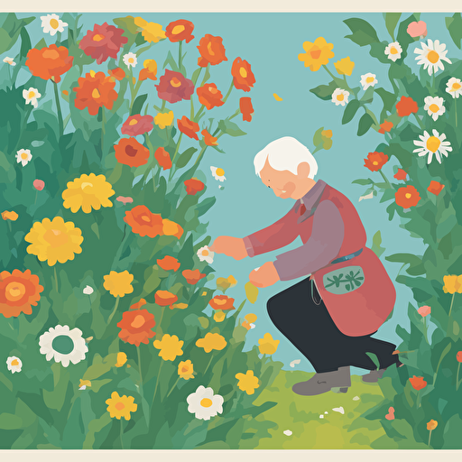 a person picking flowers