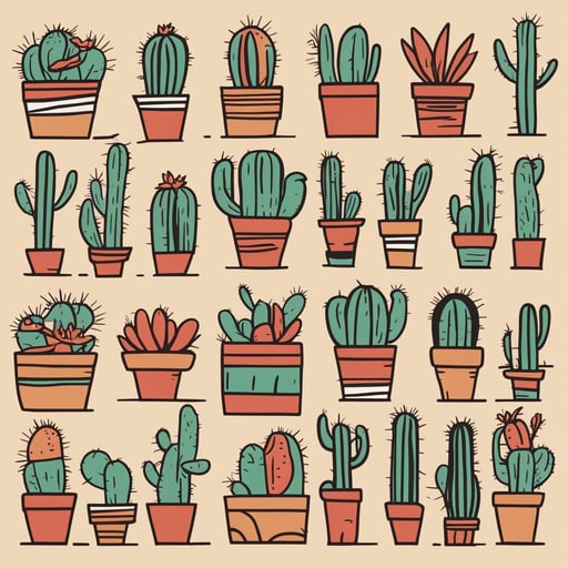 a collection of cacti in the desert