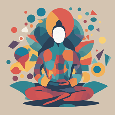 a person meditating with shapes coming out of their head