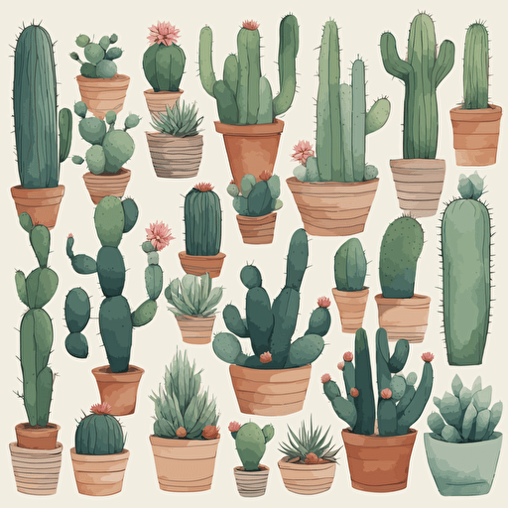 a collection of cacti in the desert