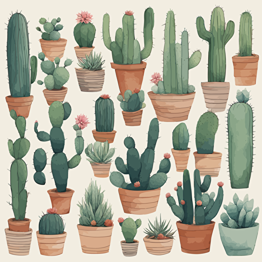 a collection of cacti in the desert