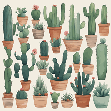 a collection of cacti in the desert