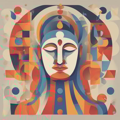 a person meditating with shapes coming out of their head