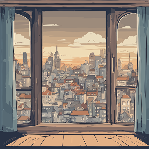 a window with a view of a city
