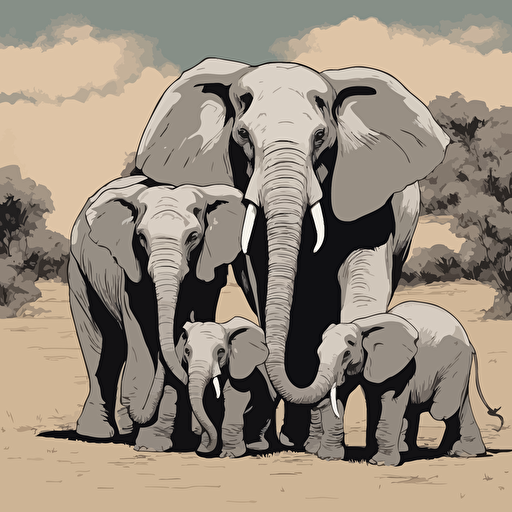 a family of elephants