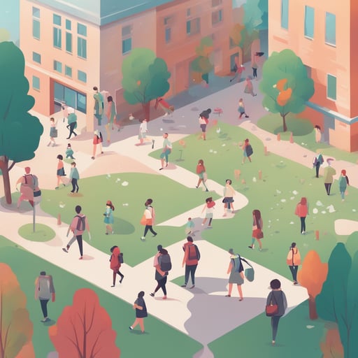 people walking in a college campus