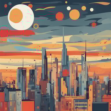 a sunsetting over a city