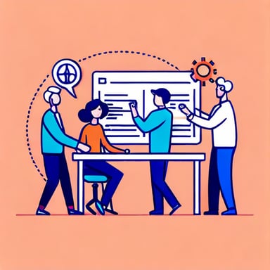 a team of people adjusting a website by moving its parts