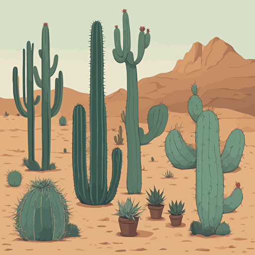 a collection of cacti in the desert