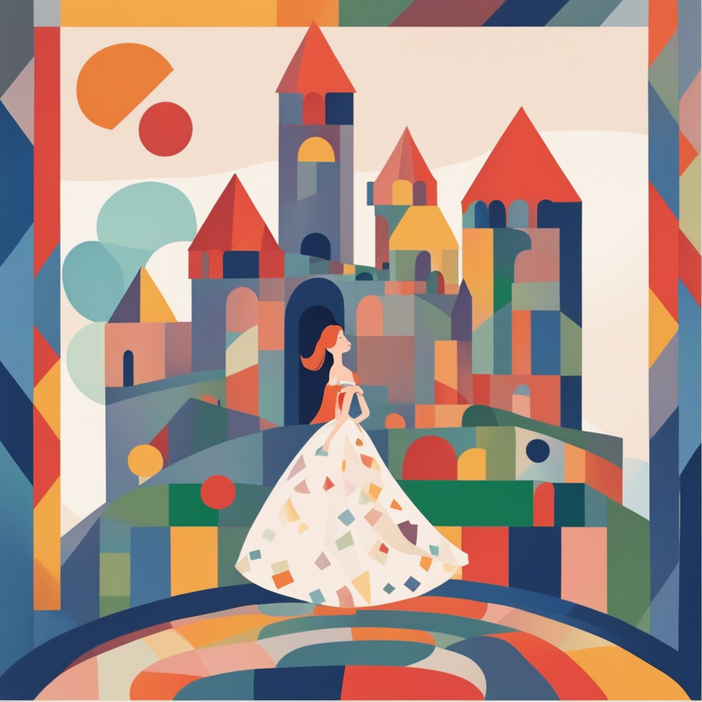 a princess standing in front of a castle