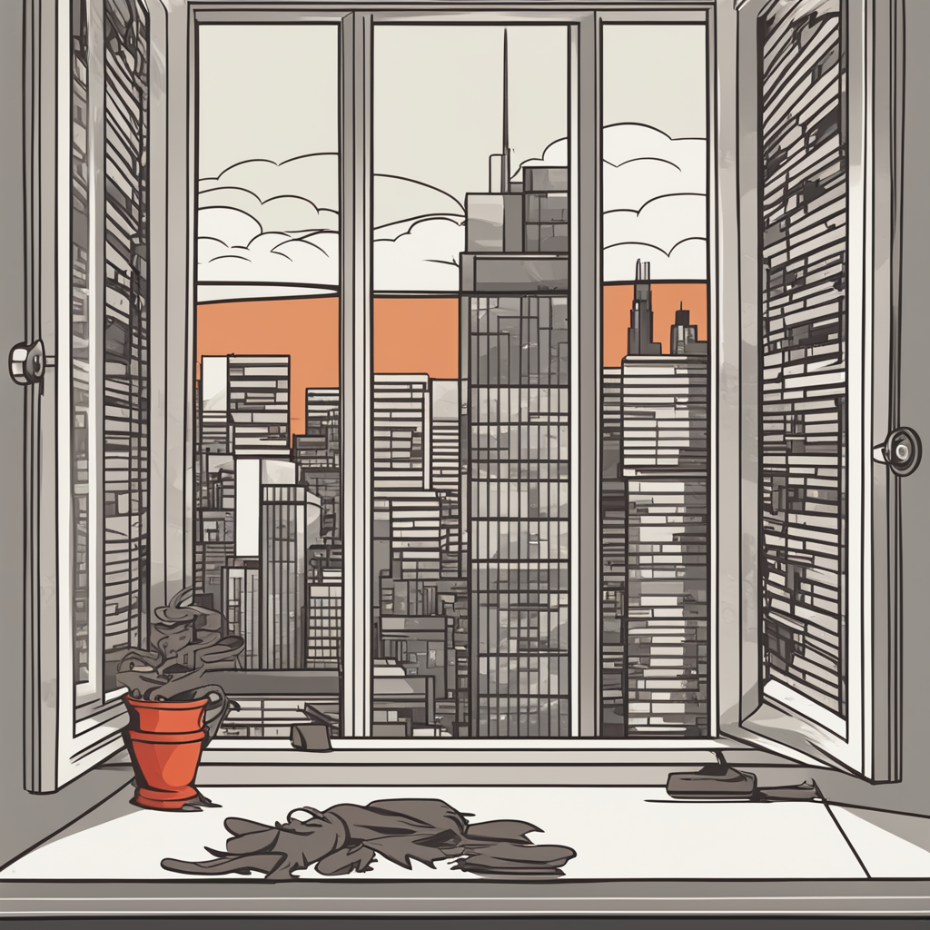 a window with a view of a city