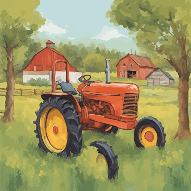 a tractor on a farm