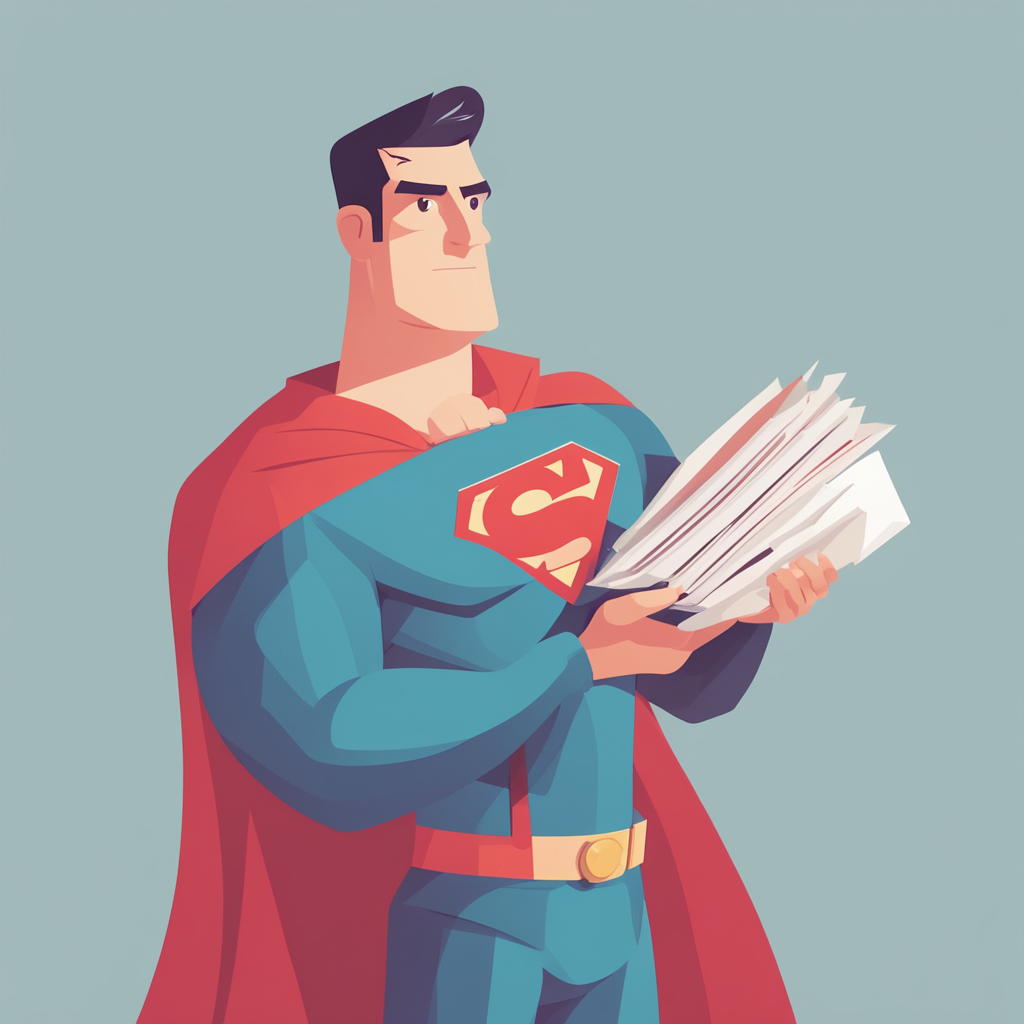 superman holding mail