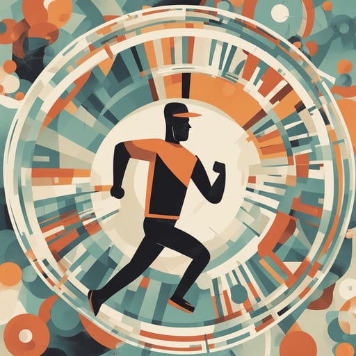 a man running in a cog wheel