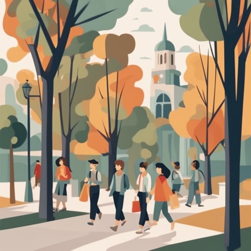 people walking in a college campus