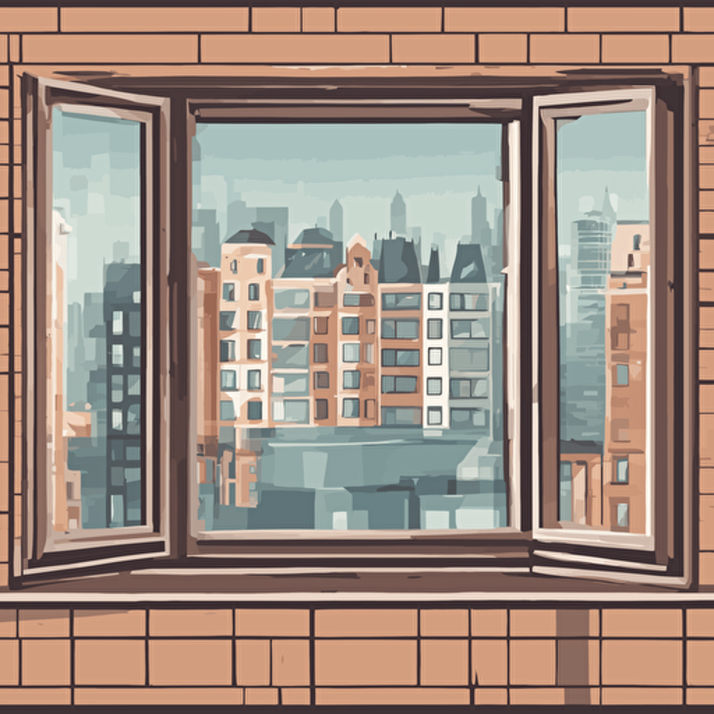 a window with a view of a city