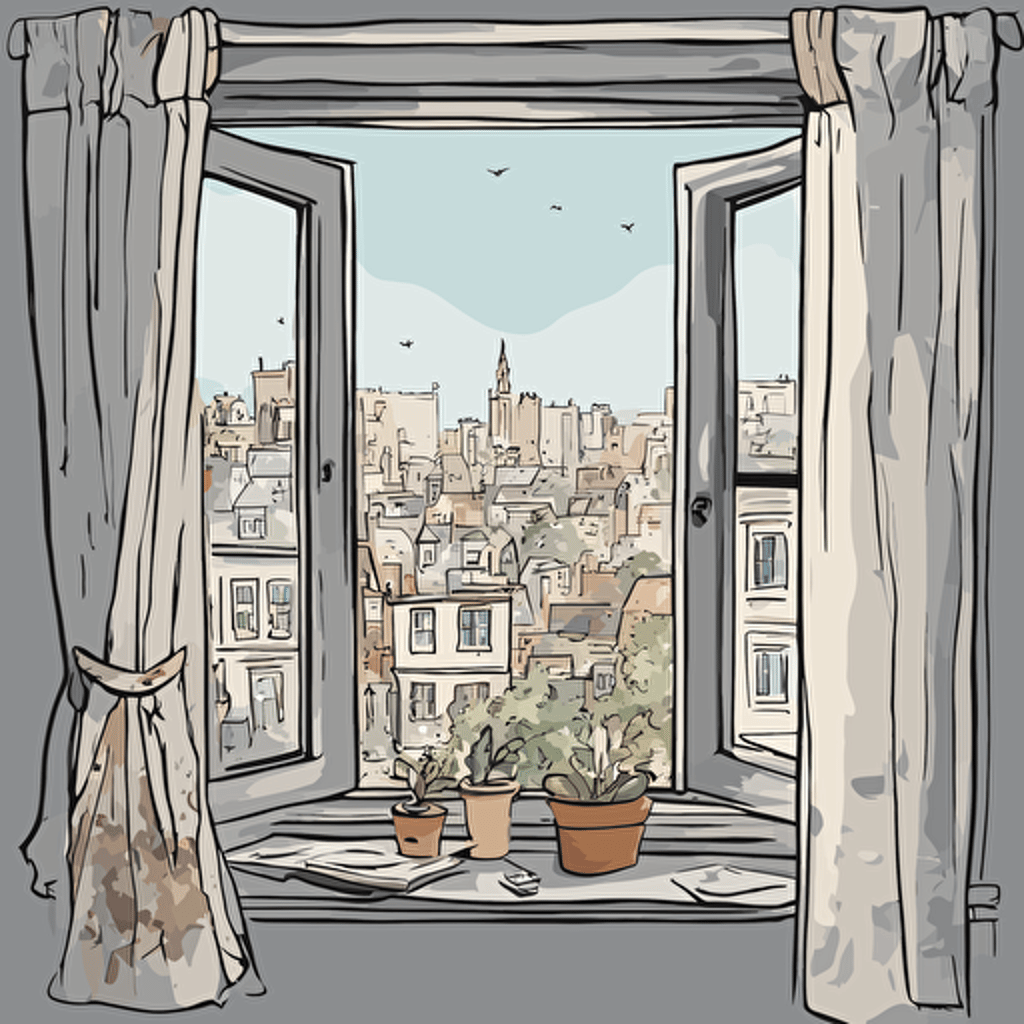 a window with a view of a city