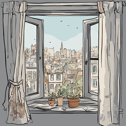 a window with a view of a city