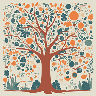 a tree with different objects in its branches