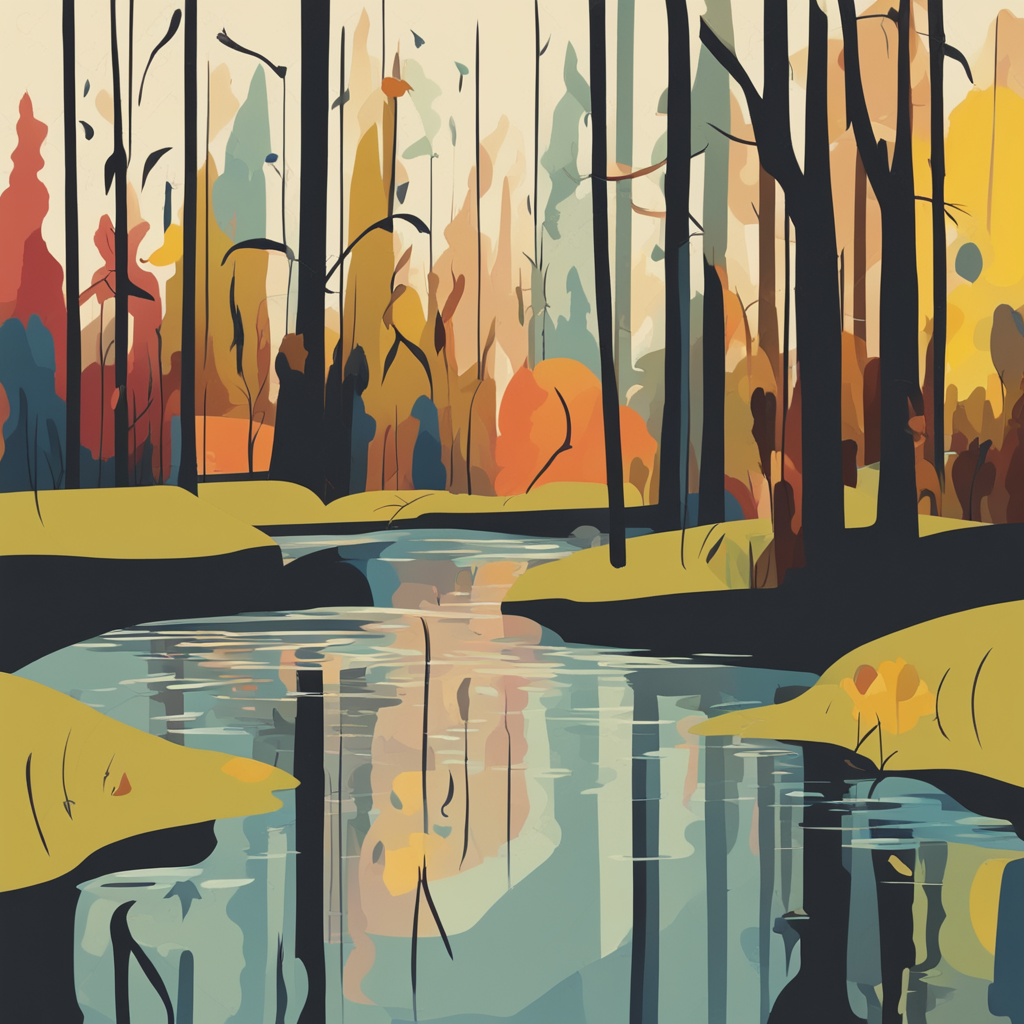 a forest with a river