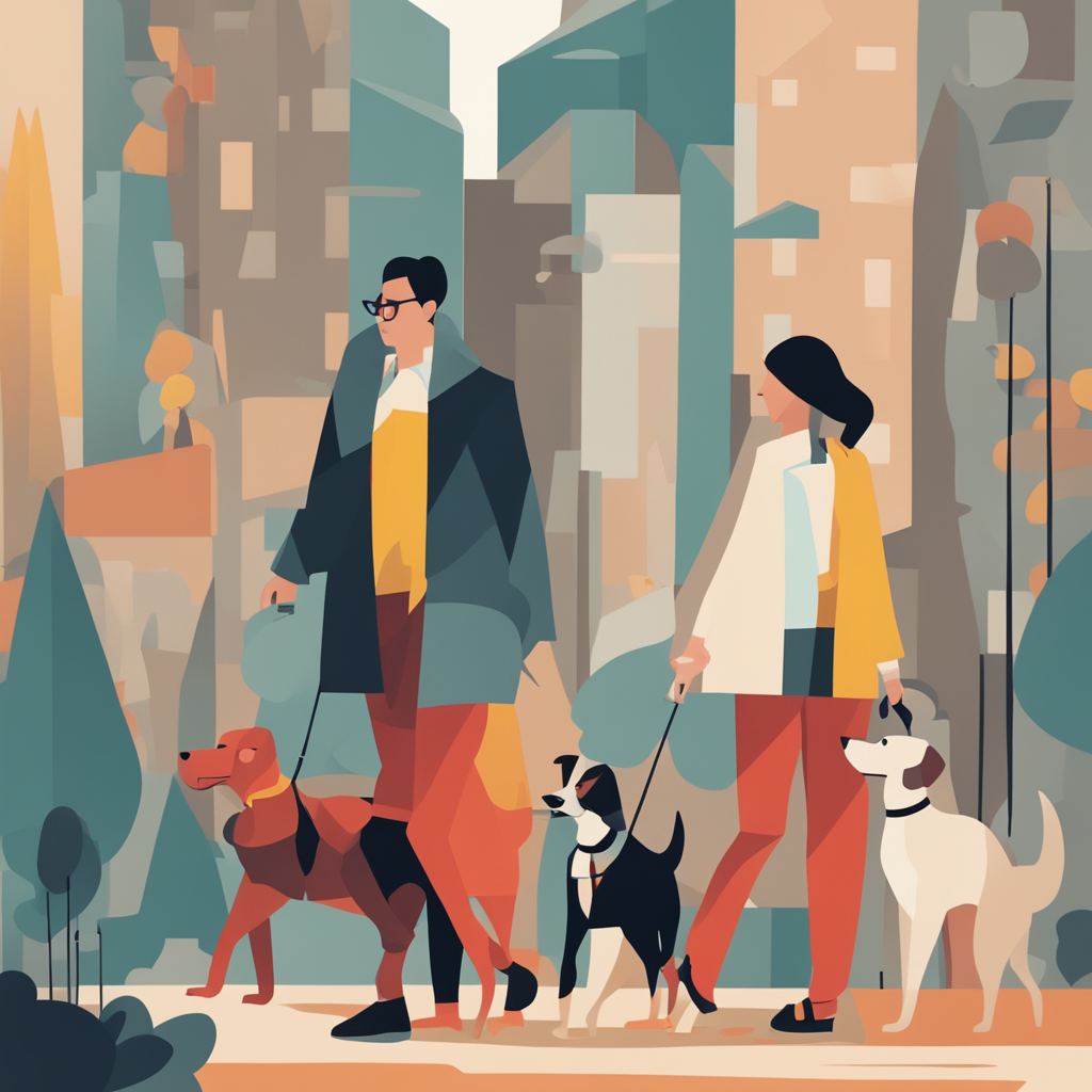 people walking a dog