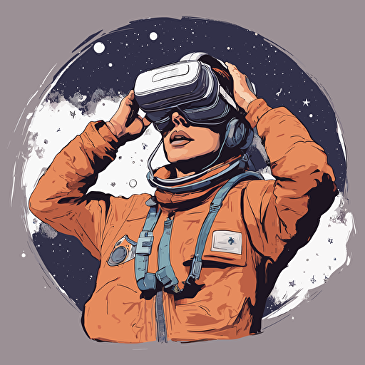 a person with vr headset floating in space