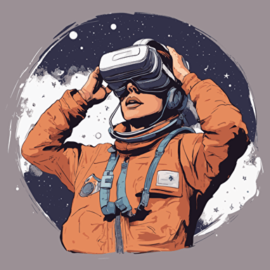 a person with vr headset floating in space