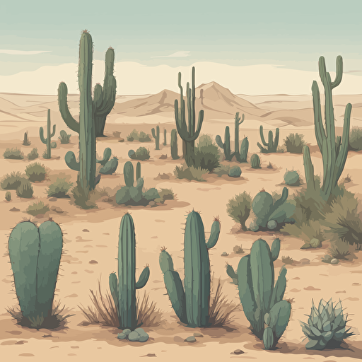 a collection of cacti in the desert