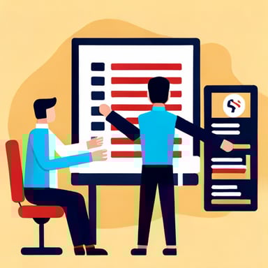 a man presenting code architecture 