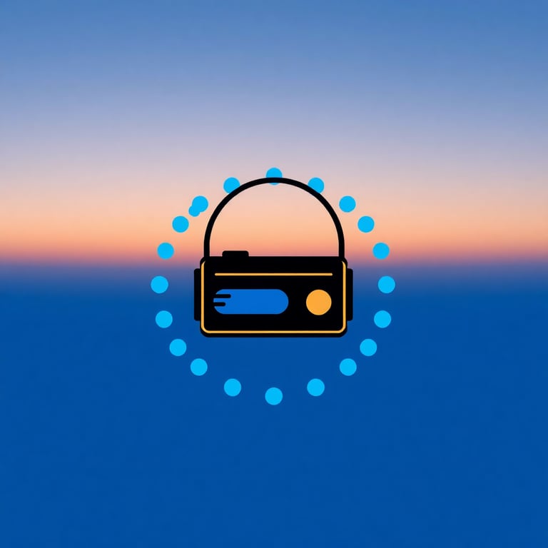Bluedot Radio logo with blue circular design
