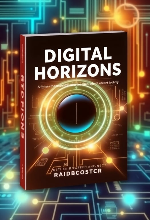 Digital Horizons book cover with tech-themed design for ReadRover ebook store