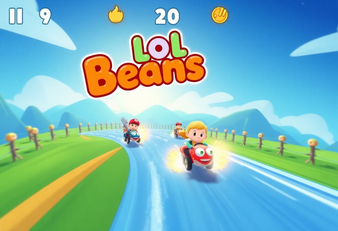 LOL Beans gameplay showing multiple players racing