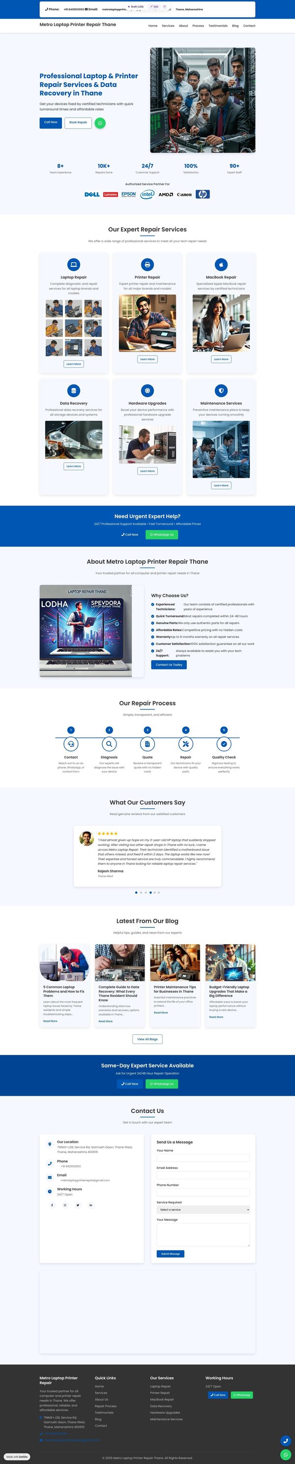 Metro Laptop Printer Repair | Laptop & Printer Repair Services in Thane | Metro Repair Experts