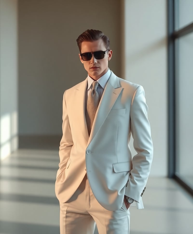 Sophisticated Elegance in White Suit