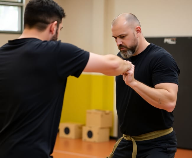 Defense Technique Demonstration by Male Instructor