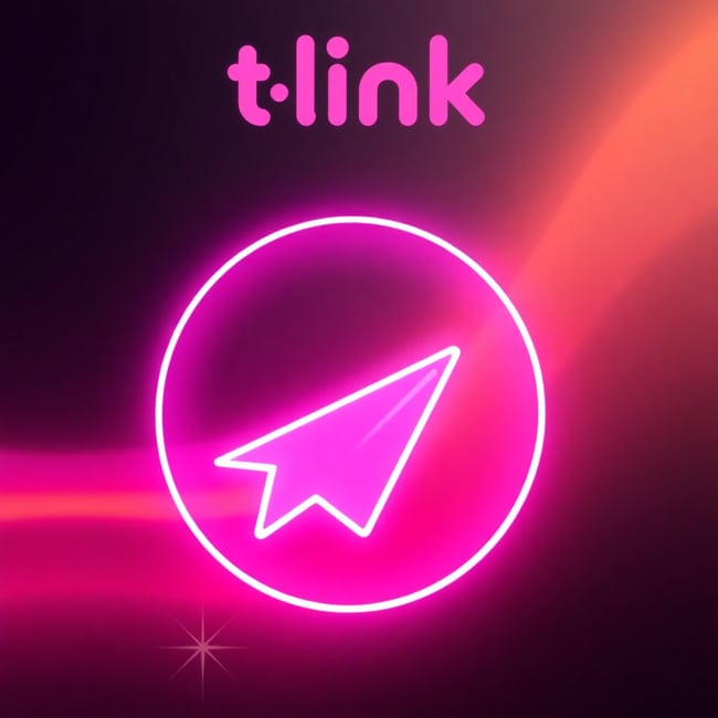 Neon Pink Telegram Sparkle Logo