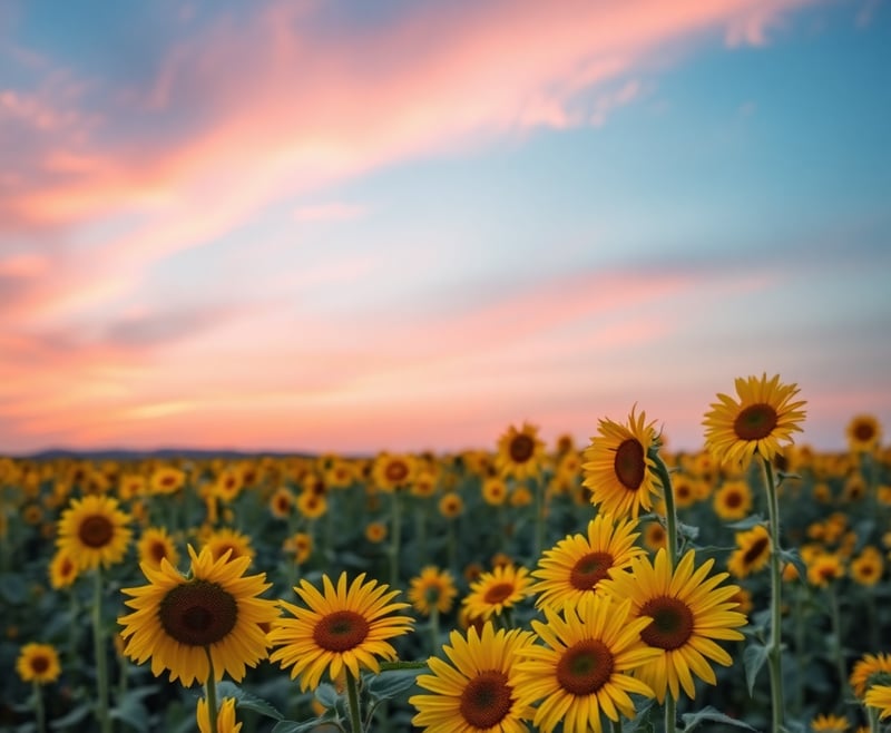 Amanecer entre Girasoles