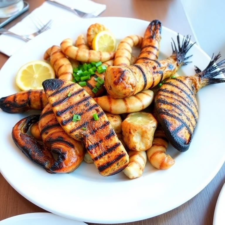 Grilled seafood platter