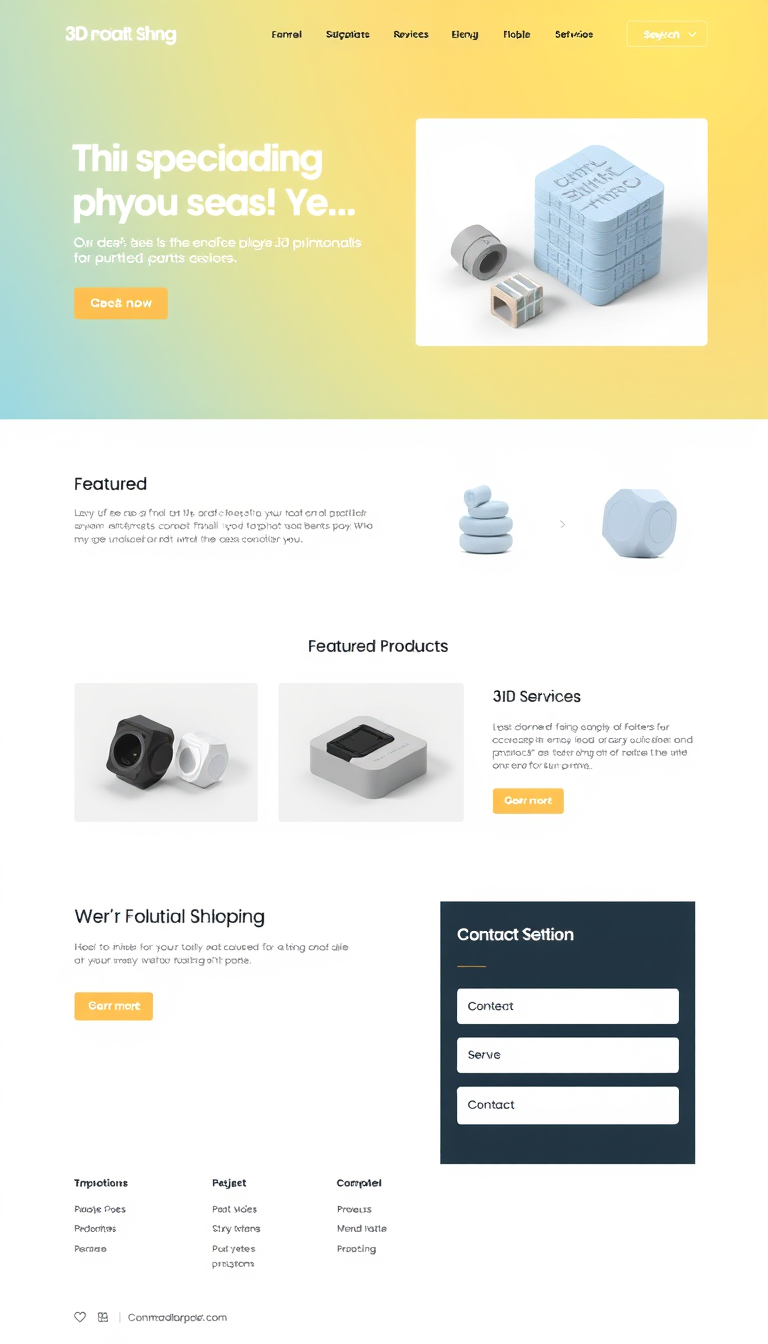 3D Printed Parts Shop Website Design