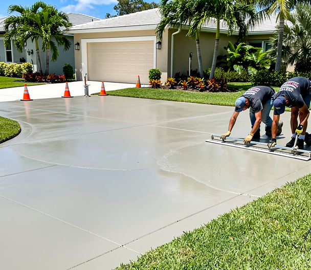 Freshly poured concrete driveway by Fort Lauderdale Concrete contractors