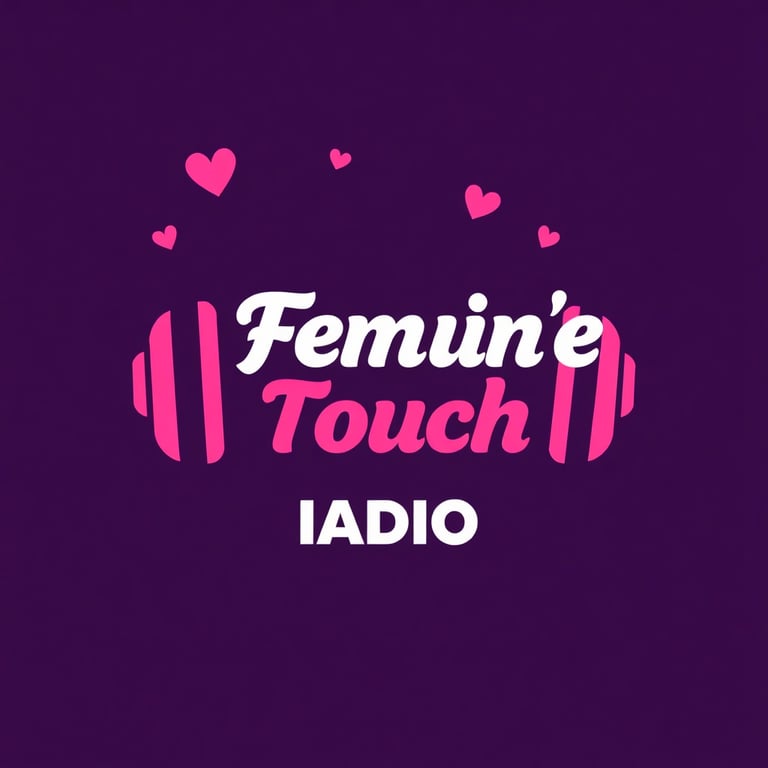 Feminine Touch Radio logo with pink and purple elements