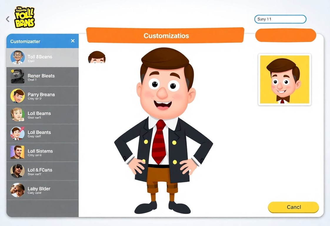 LOL Beans character customization screen