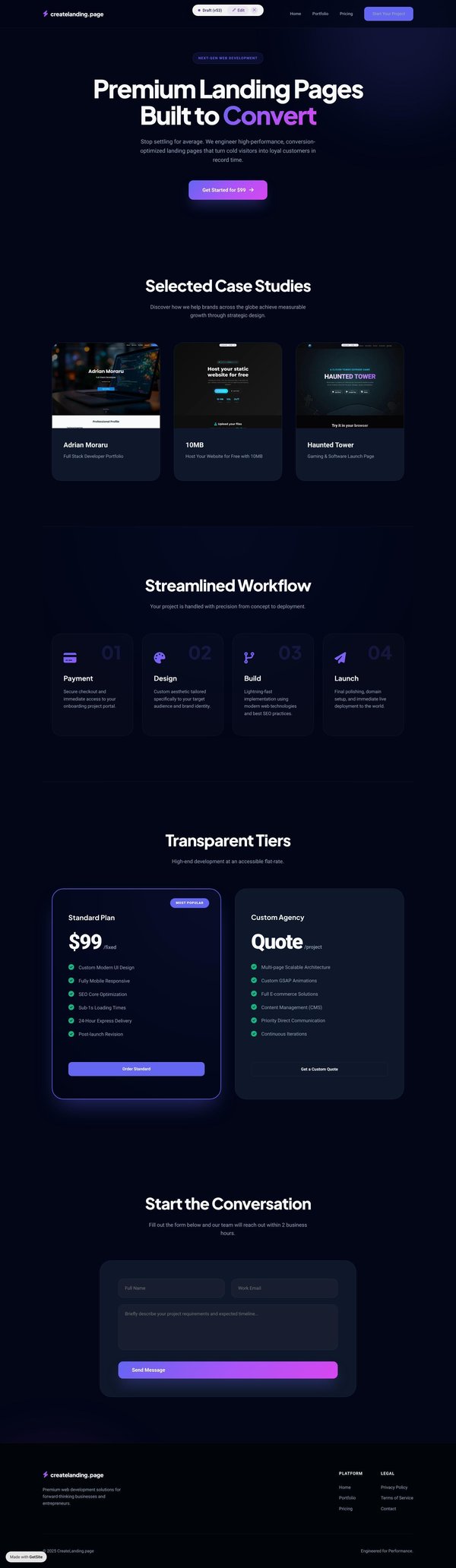 Professional Landing Pages for $99
