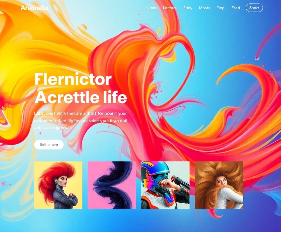 Creative portfolio website for digital artist featuring vibrant artwork gallery and modern navigation