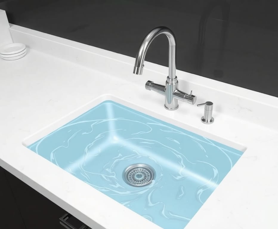 Ezone Deal kitchen sink with splash guard demonstrating water containment