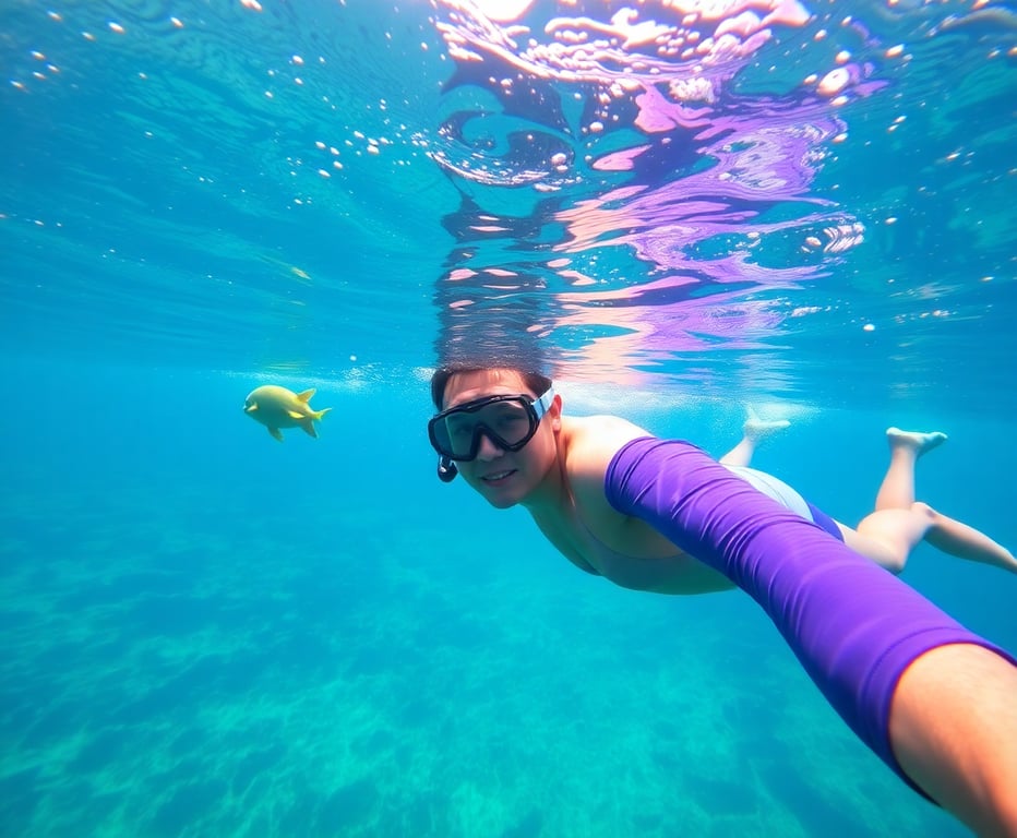 Aktivitas snorkeling di perairan jernih Karimunjawa dengan terumbu karang colorful