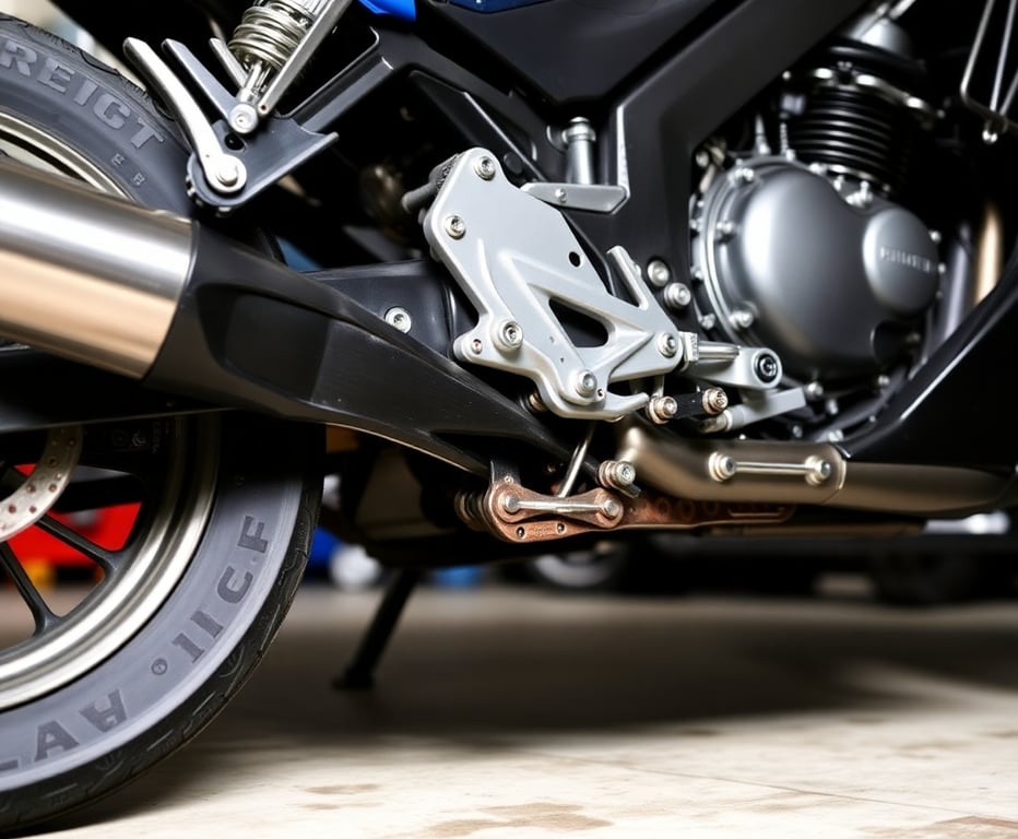 Motorcycle maintenance and repair showing chain service and tire replacement work