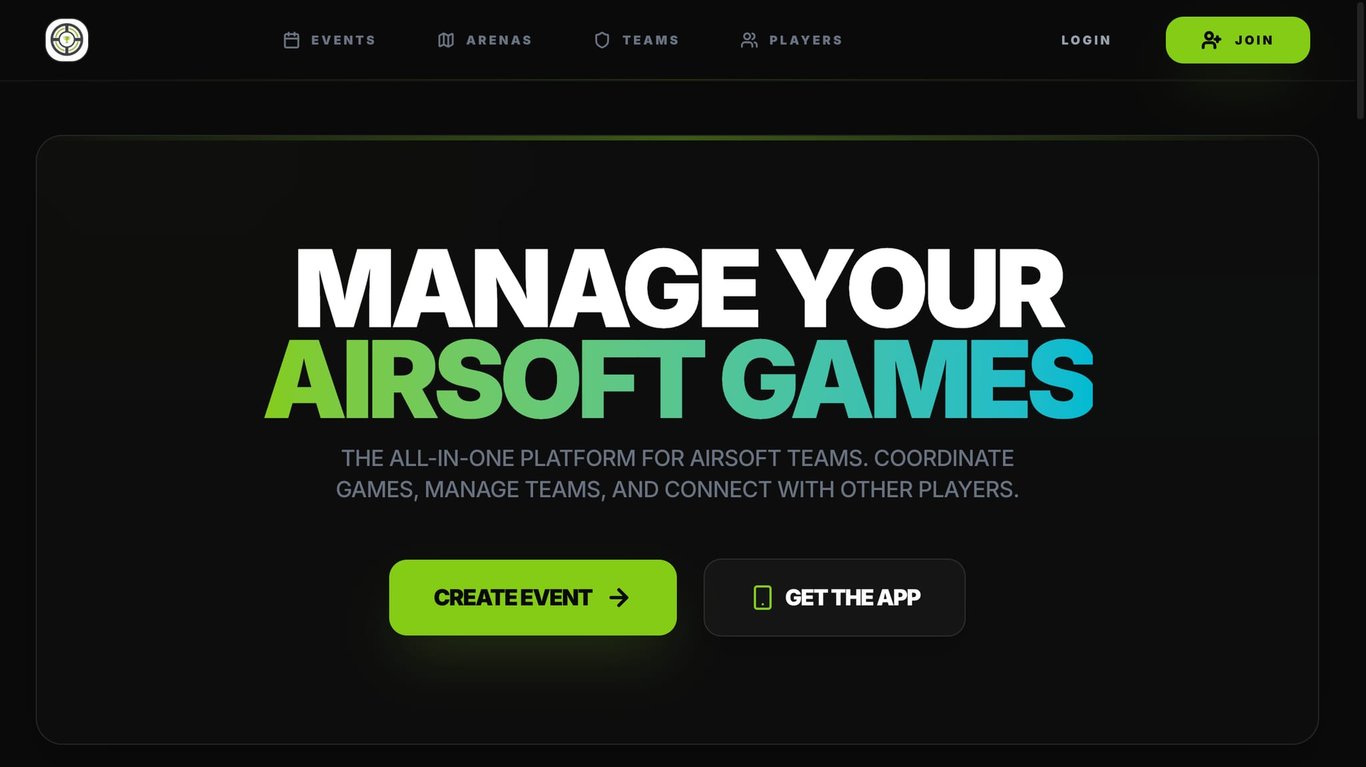 Airsoft.top platform - airsoft community and marketplace website for a developer portfolio